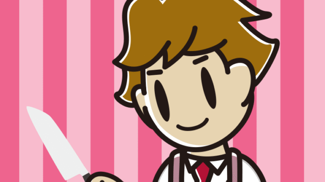 包丁を使う男子高校生のイラスト【色、背景あり】PNG