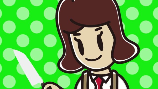 包丁を使う女子高校生のイラスト【色、背景あり】PNG
