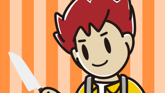 包丁を使う男子大学生のイラスト【色、背景あり】PNG