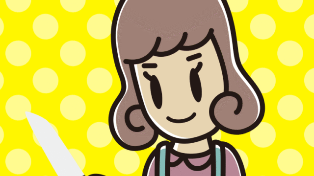 包丁を使う女子大学生のイラスト【色、背景あり】PNG