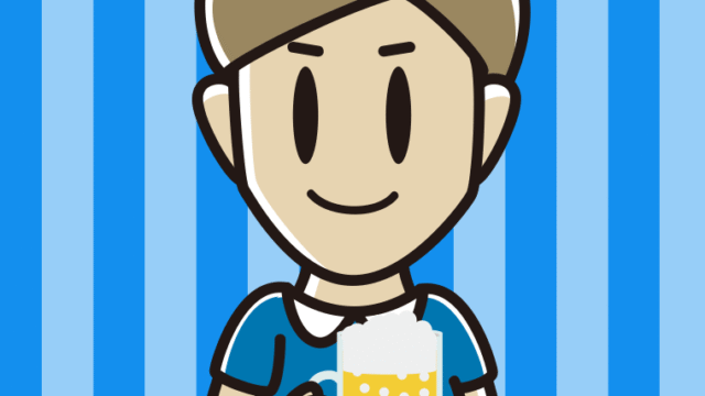 ビールを飲む男性のイラスト【色、背景あり】PNG