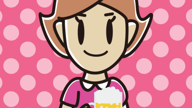 ビールを飲む女性のイラスト【色、背景あり】PNG