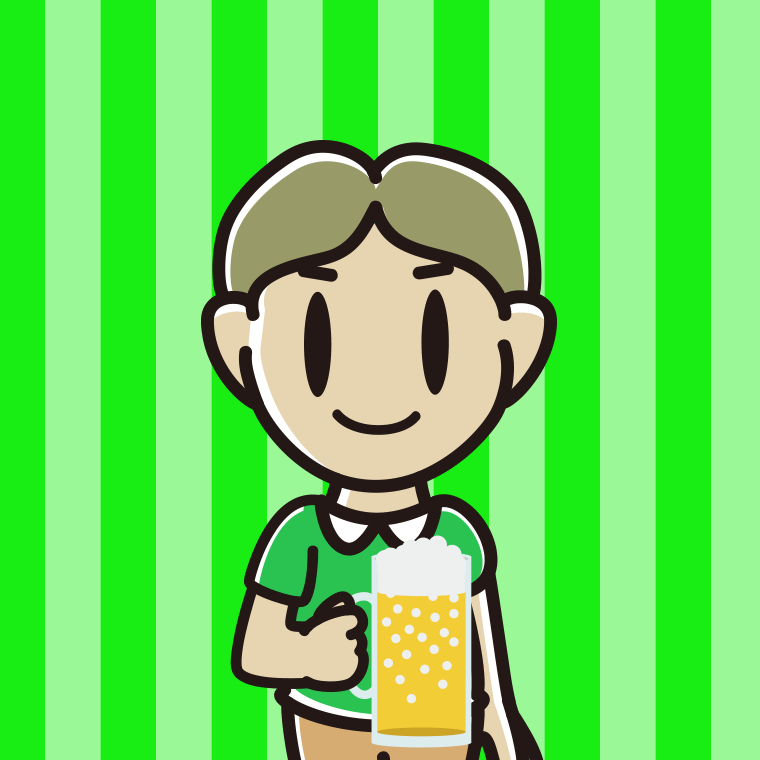 ビールを飲む小学生男子のイラスト【色、背景あり】PNG