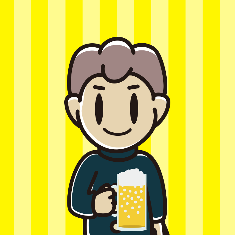 ビールを飲む男子中学生のイラスト【色、背景あり】PNG