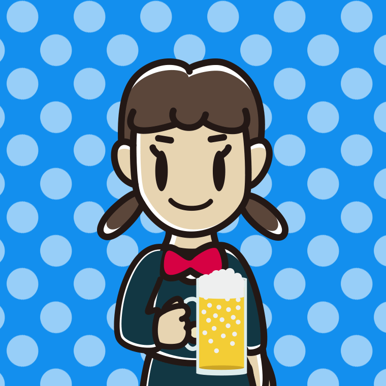 ビールを飲む女子中学生のイラスト【色、背景あり】PNG