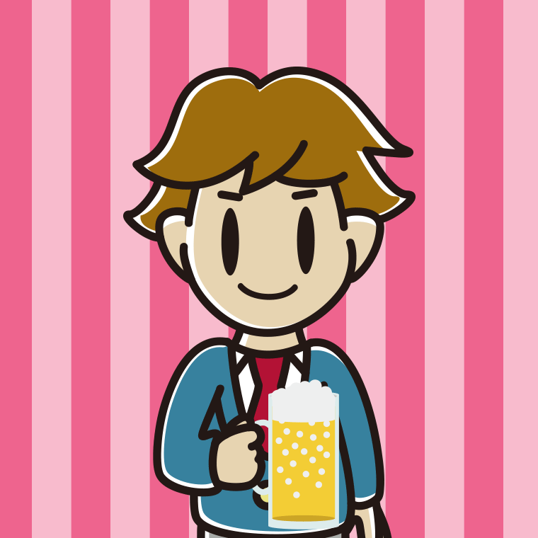 ビールを飲む男子高校生のイラスト【色、背景あり】PNG