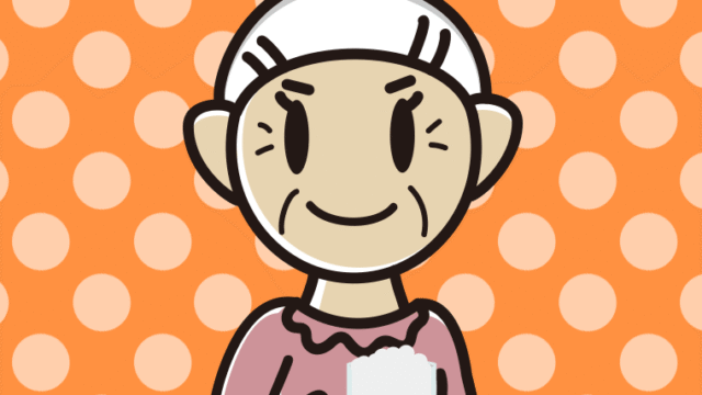 ビールを飲むおばあさんのイラスト【色、背景あり】PNG