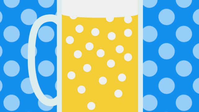 ビールジョッキのイラスト【色、背景あり】PNG