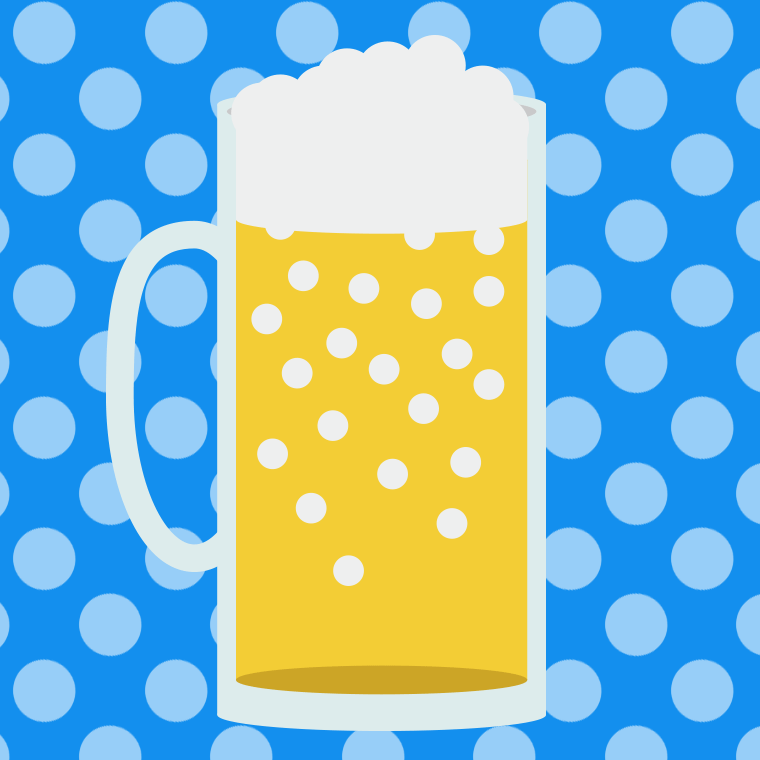 ビールジョッキのイラスト【色、背景あり】PNG