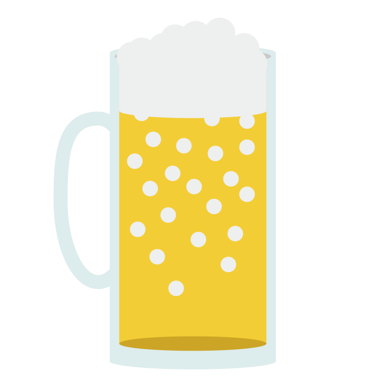 ビールジョッキのイラスト【色あり、背景なし】透過PNG