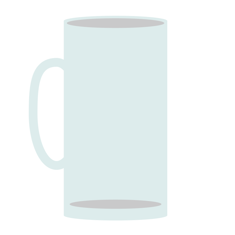 空のビールジョッキのイラスト【色あり、背景なし】透過PNG