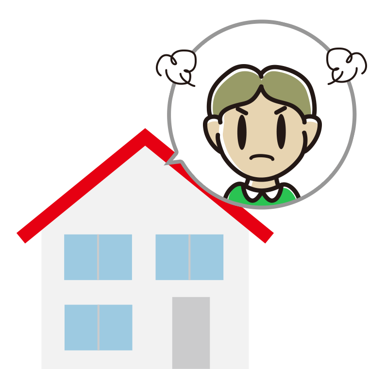 一戸建てで怒る小学生男子のイラスト【色あり、背景なし】透過PNG