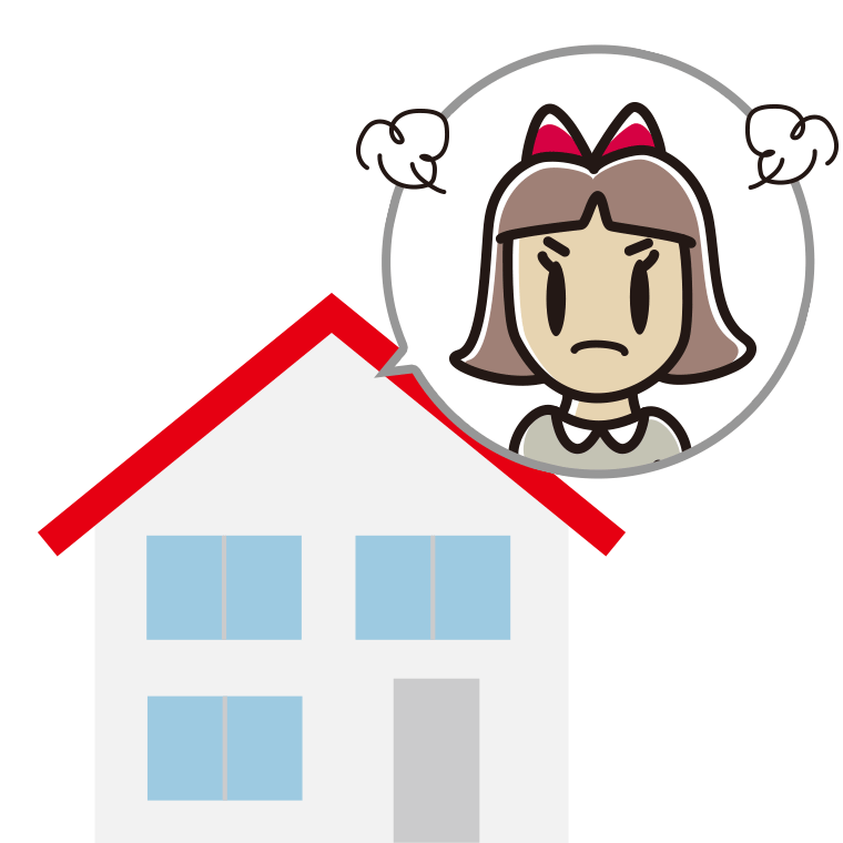 一戸建てで怒る小学生女子のイラスト【色あり、背景なし】透過PNG
