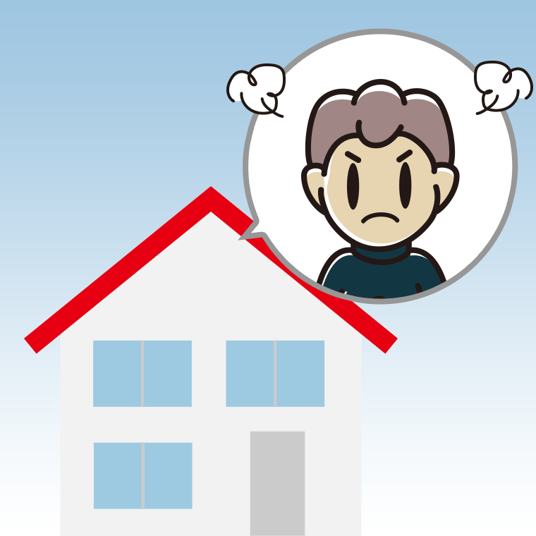 一戸建てで怒る男子中学生のイラスト【色、背景あり】PNG