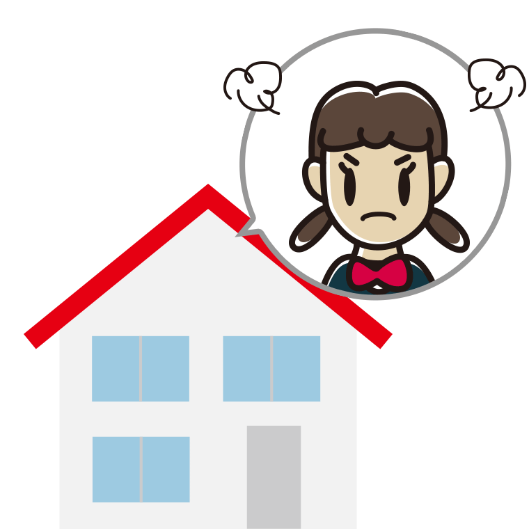 一戸建てで怒る女子中学生のイラスト【色あり、背景なし】透過PNG