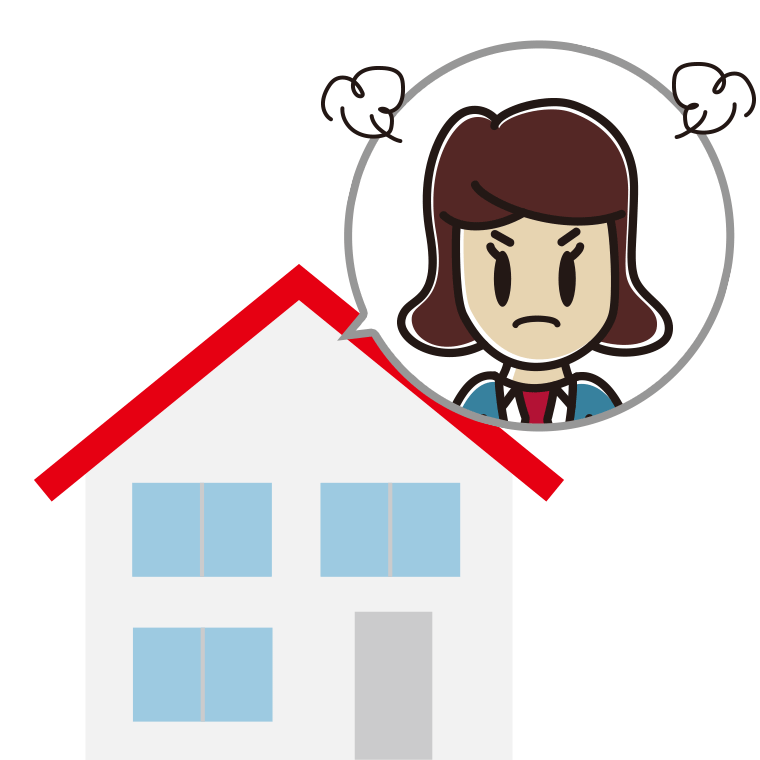 一戸建てで怒る女子高校生のイラスト【色あり、背景なし】透過PNG