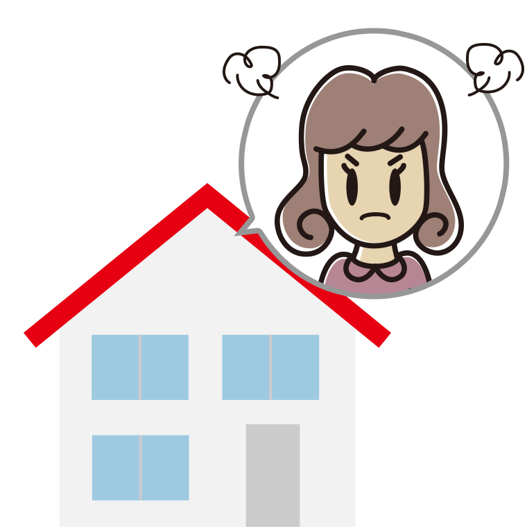 一戸建てで怒る女子大学生のイラスト【色あり、背景なし】透過PNG