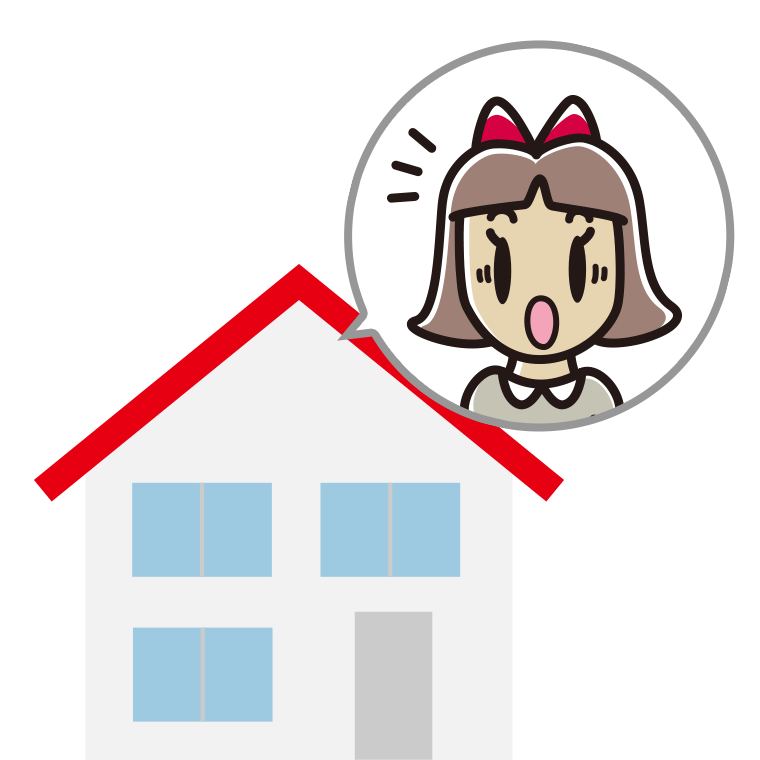 一戸建てで驚く小学生女子のイラスト【色あり、背景なし】透過PNG