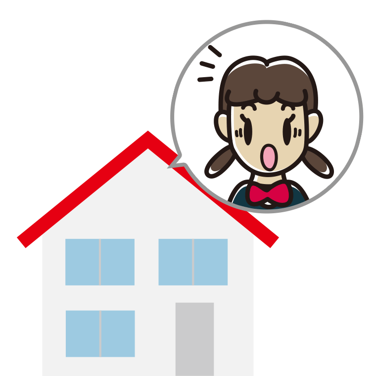 一戸建てで驚く女子中学生のイラスト【色あり、背景なし】透過PNG
