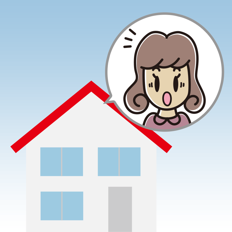 一戸建てで驚く女子大学生のイラスト【色、背景あり】PNG