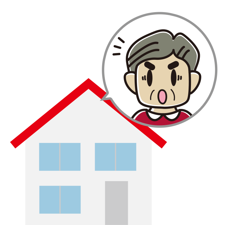 一戸建てで驚くおじさんのイラスト【色あり、背景なし】透過PNG