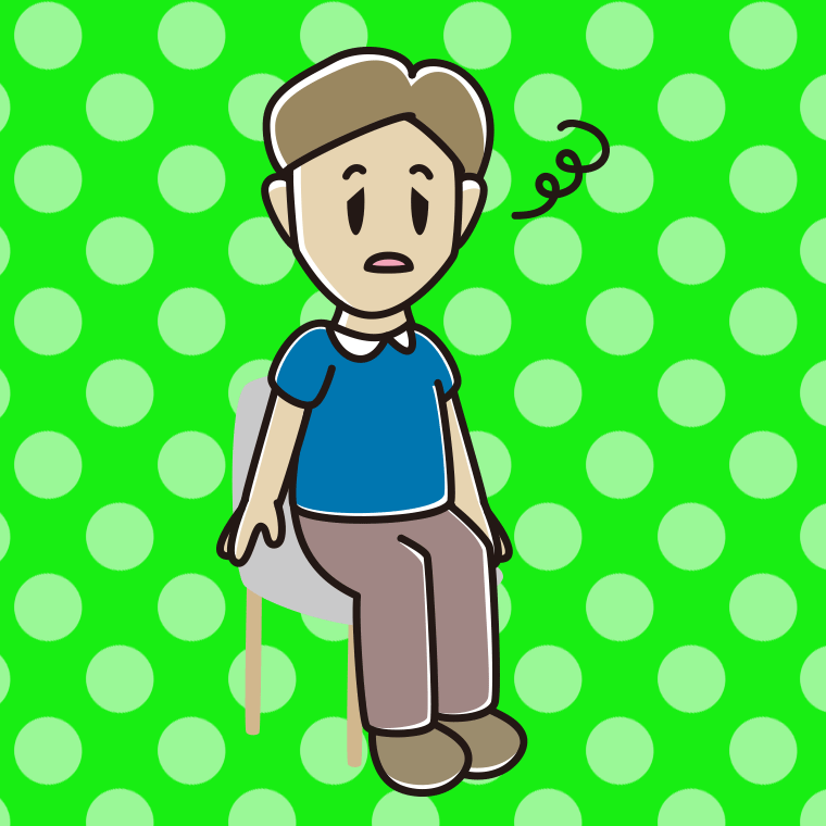 椅子でぼーっとする男性のイラスト【色、背景あり】PNG