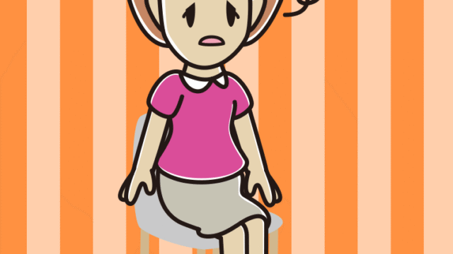 椅子でぼーっとする女性のイラスト【色、背景あり】PNG