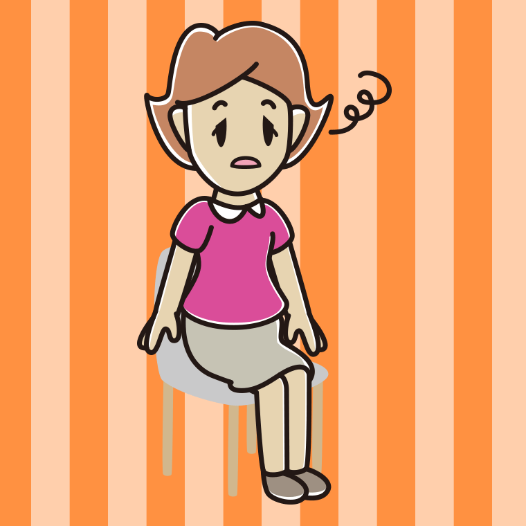 椅子でぼーっとする女性のイラスト【色、背景あり】PNG