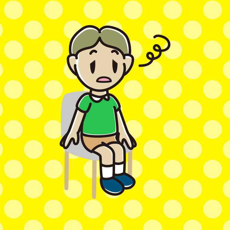 椅子でぼーっとする小学生男子のイラスト【色、背景あり】PNG