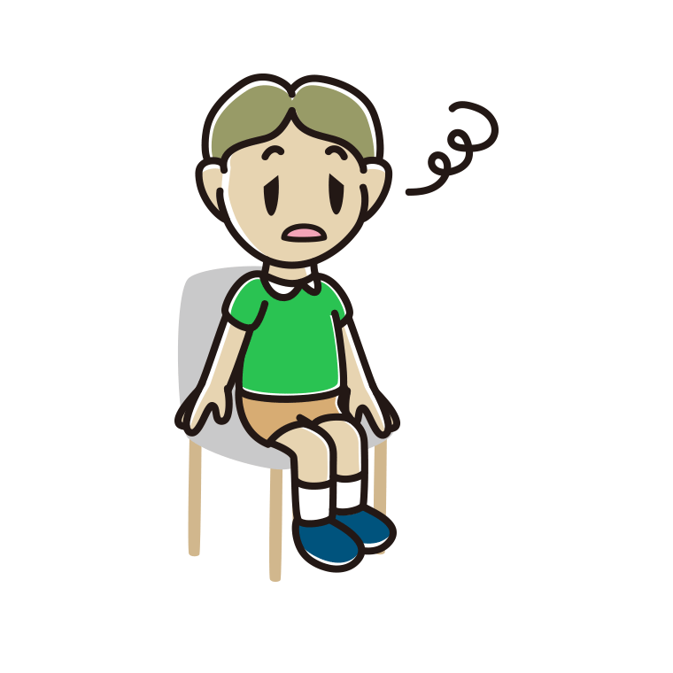 椅子でぼーっとする小学生男子のイラスト【色あり、背景なし】透過PNG