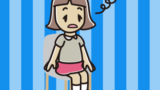 椅子でぼーっとする小学生女子のイラスト【色、背景あり】PNG
