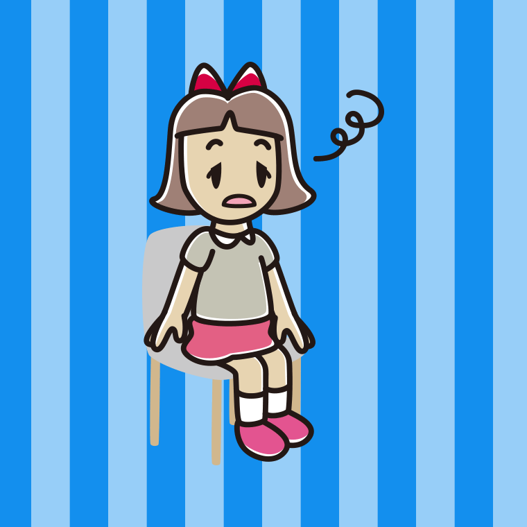 椅子でぼーっとする小学生女子のイラスト【色、背景あり】PNG