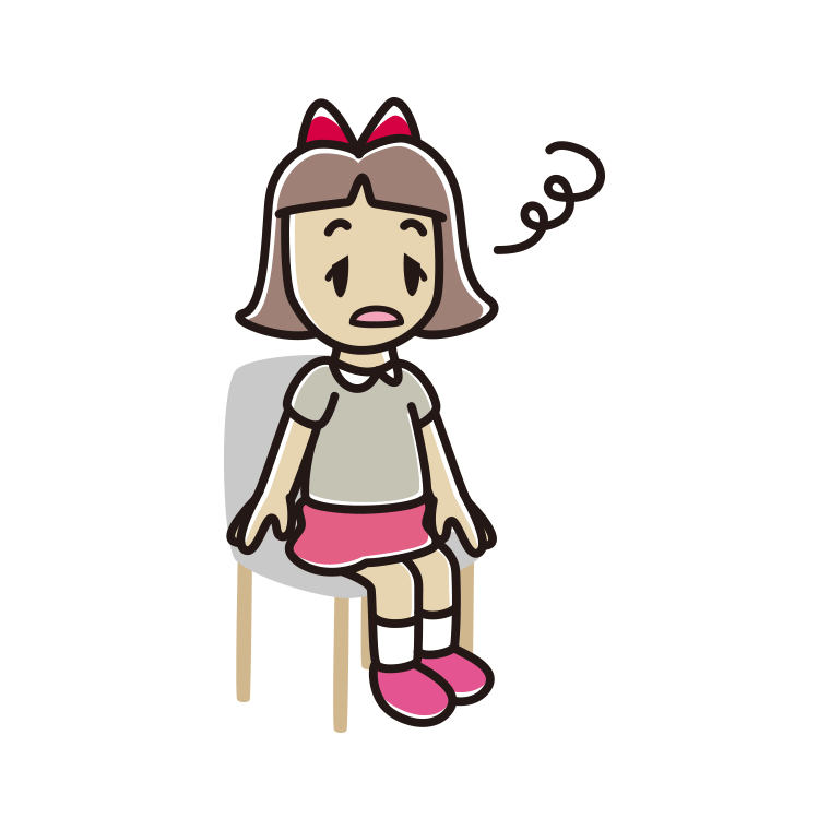 椅子でぼーっとする小学生女子のイラスト【色あり、背景なし】透過PNG