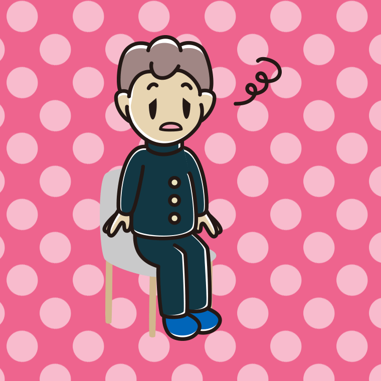 椅子でぼーっとする男子中学生のイラスト【色、背景あり】PNG