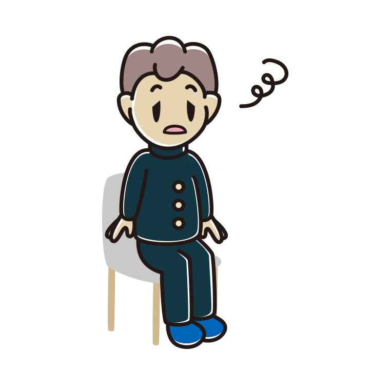 椅子でぼーっとする男子中学生のイラスト【色あり、背景なし】透過PNG