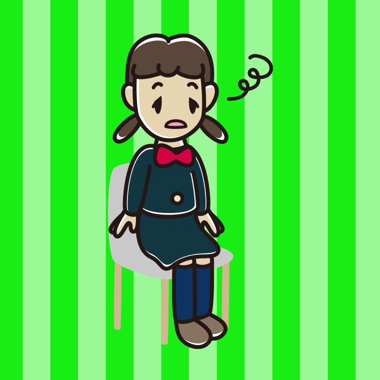 椅子でぼーっとする女子中学生のイラスト【色、背景あり】PNG