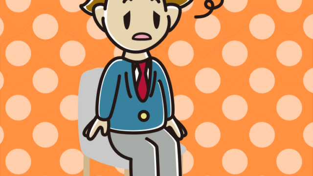 椅子でぼーっとする男子高校生のイラスト【色、背景あり】PNG