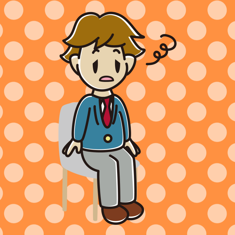 椅子でぼーっとする男子高校生のイラスト【色、背景あり】PNG