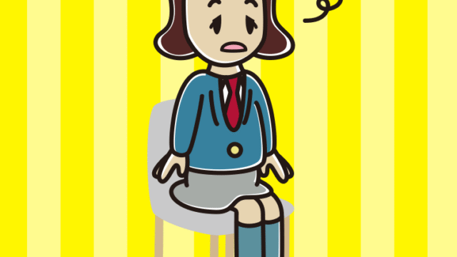 椅子でぼーっとする女子高校生のイラスト【色、背景あり】PNG