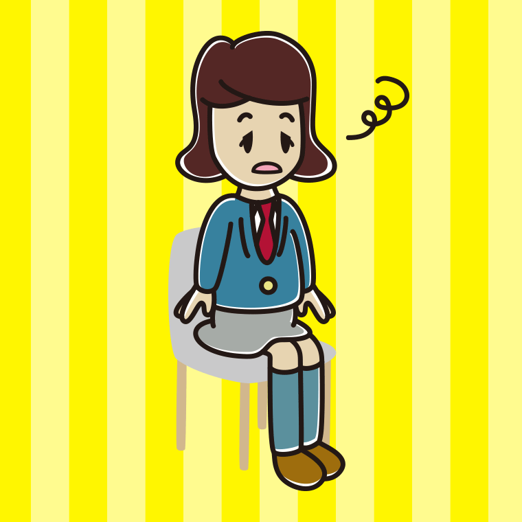 椅子でぼーっとする女子高校生のイラスト【色、背景あり】PNG