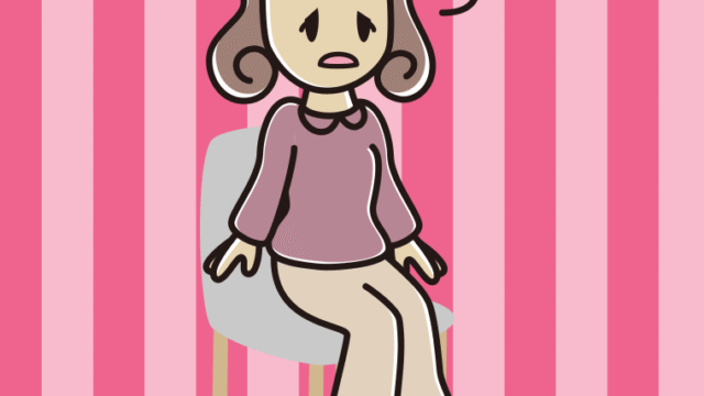 椅子でぼーっとする女子大学生のイラスト【色、背景あり】PNG