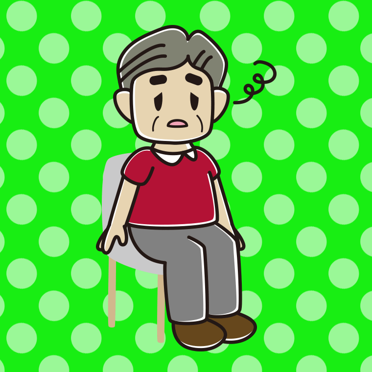 椅子でぼーっとするおじさんのイラスト【色、背景あり】PNG