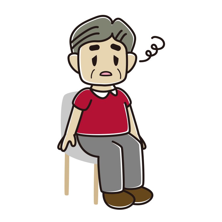 椅子でぼーっとするおじさんのイラスト【色あり、背景なし】透過PNG