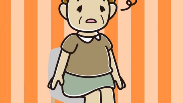 椅子でぼーっとするおばさんのイラスト【色、背景あり】PNG