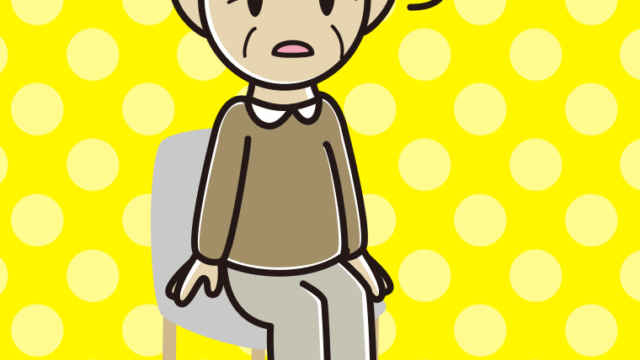 椅子でぼーっとするおじいさんのイラスト【色、背景あり】PNG