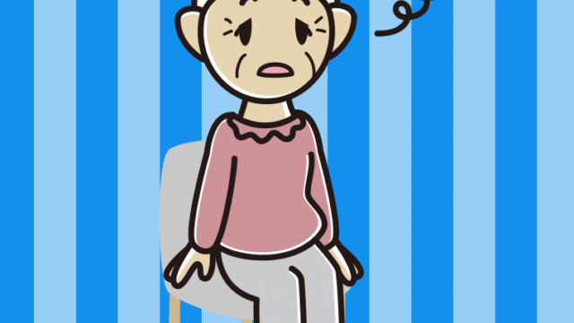 椅子でぼーっとするおばあさんのイラスト【色、背景あり】PNG