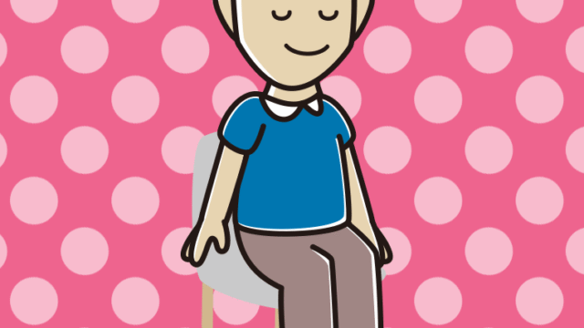 椅子で目を閉じる男性のイラスト【色、背景あり】PNG