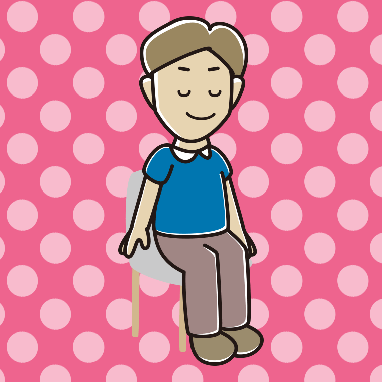 椅子で目を閉じる男性のイラスト【色、背景あり】PNG