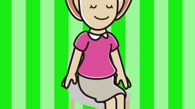 椅子で目を閉じる女性のイラスト【色、背景あり】PNG