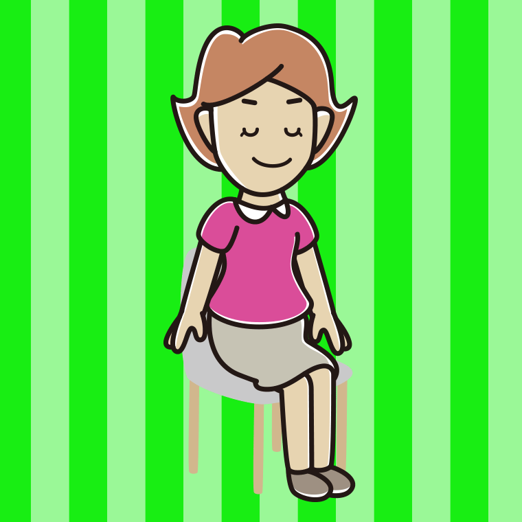 椅子で目を閉じる女性のイラスト【色、背景あり】PNG